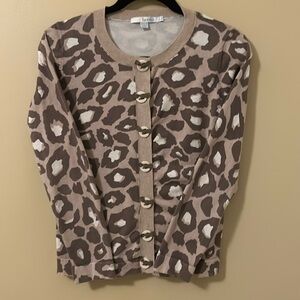 Boden Leopard Print Cardigan Long Sleeve Size 8